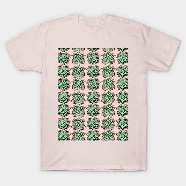 Pastel Palm Tree Leaves Pattern T-Shirt by JadeGair